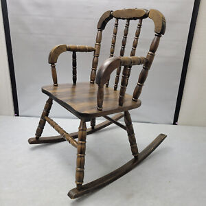 Vintage Wooden Child Rocker Rocking Chair Jenny Lind Style Turned Spindles