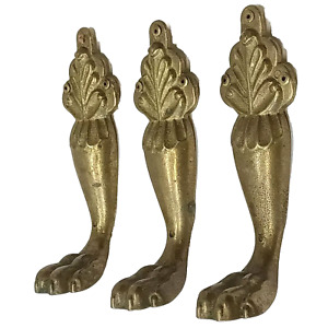 3 Vintage Antique 6 Lion Claw Brass Feet Paw Foot Legs Small Furniture Table 