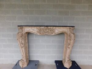 Ambella Home French Rococo Style Distressed Finish Fireplace Surround 72 W