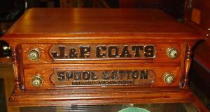 Two Drawer J P Coats Oak Spool Thread Cabinet 16079