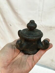 Primitive Cast Iron Fence Post Cap Bullet Shell Finial Victorian Antique 3 5in