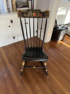 Vintage Black Rocking Chair With Stencil Fruit