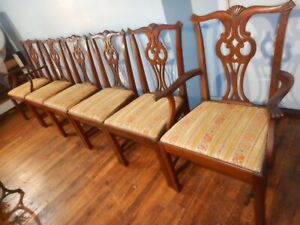 Set Of 6 Hickory Chair Co Chippendale Style Dining Chairs Mahogany Hickory Nc