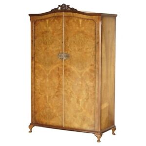 Antique Circa 1940 S Burr Walnut Large Wardrobe Splits In Two For Easy Transport