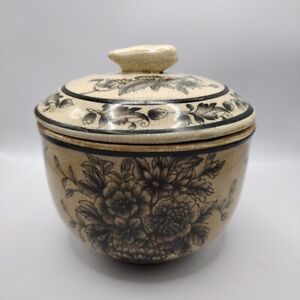 Vtg Chinese Bowl With Lid 6in X 5 In