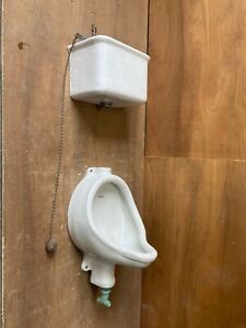 Antique High Tank White Porcelain Small Egg Wall Mount Urinal L Wolff 121 22e