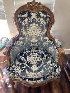 Vintage French Louis Xv Style Bergere Arm Chair Good Condition