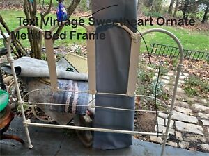 White Antique Iron Bed Full Size Butterflies Side Rails And Hardware Included