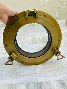 Vintage Antique Brass 12 Canal Boat Porthole Door Window Round Glass Home Decor