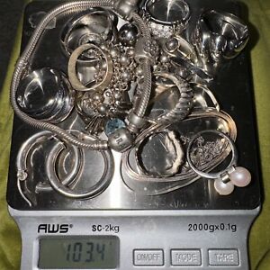 Sterling Silver 925 Assorted Jewerly All Useable 103 4 Grams Not Scrap