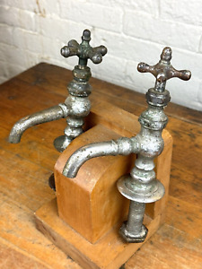 2 C 1915 Sink Faucets Early Style Helicopter Handles Each Slightly Different
