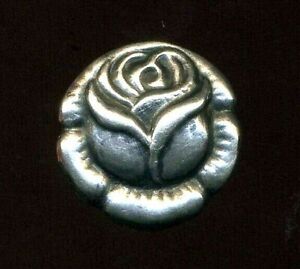 Sterling Silver Rose Realistic Vintage Button Mexican Danish 11 16 
