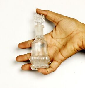 Vintage Unique Shape Long Fine Heavy Cut Glass Victorian Perfume Bottle 11024