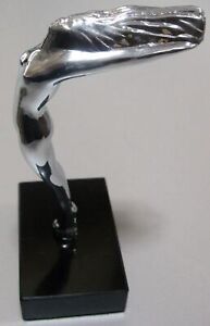 Bathing Beauty Art Deco Nymph Trophy Or Paperweight Polished Aluminum Usa Made