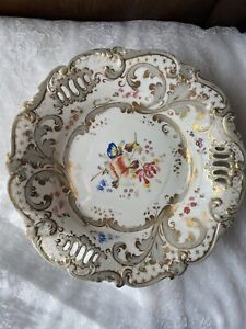 H R Daniel Low Comport Rococo Style Hand Painted Floral