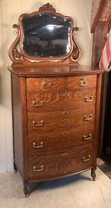 Antique Oak Widdicomb Furniture Co Oak Chest Of Drawers With Mirror