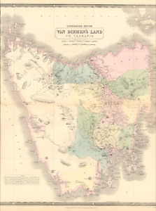 1845 Tasmania Or Van Diemen S Land By A K Johnston 25 8 X 21 2 Antique