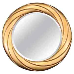 Unique Large Beveled Circular Wall Mirror In Gold