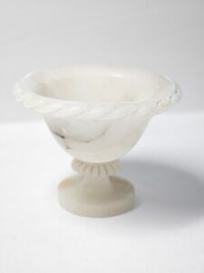 Exquisite Vtg Italian Alabaster Marbled Pedestal Compote Bowl Vase Urn 6 5 Tall