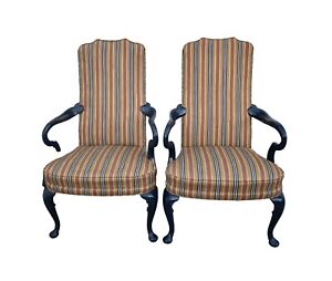 Vintage Pair Of Hickory Chair Hollywood Regency Style Accent Chairs