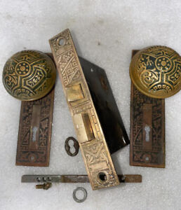 Antique Mortise Lock Knobs Plates By Corbin Ceylon C1895 1