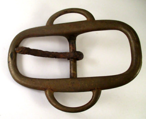 Antique Vintage Solid Brass Horse Saddle Buckle Cast Iron Prong 4 5 8 