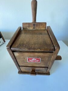 Antique Bg Primitive Vintage Wooden Hand Crank Cheese Grater Wood Box See Pics