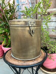 Antique Old Brass Hand Crafted Indian Kitchen Sugar Box Kitchen Utility Box