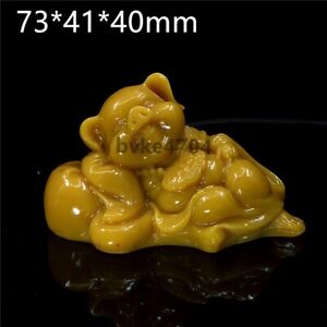 Natural Yellow Jade A Lucky Pig Statue Chinese Antiques Car Desktop Ornaments