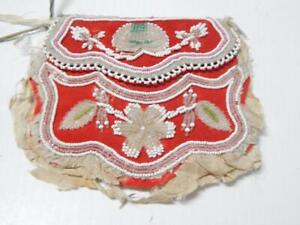 Antique 1860 70s Mic Mac Passamaquady Indian Beaded Both Sides Pouch