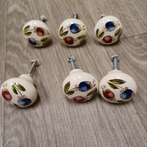 Set Of 6 Talevara Handpainted Ceramic Tile Dresser Knobs