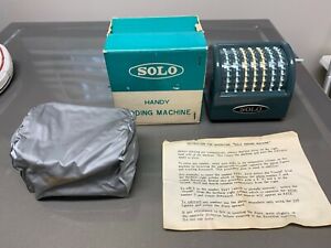 Vintage Solo Adding Machine Old Japan With Dust Cover Box Instructions