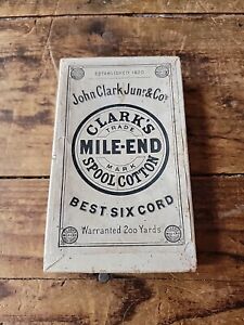 Vintage Clark S Mile End Spool Cotton Empty Thread Box Advertisement 60 Black
