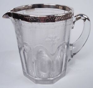 Heisey Water Pitcher Antique Edwardian Regency American Sterling Silver Glass