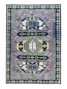 Purple Turkish Oushak Boho Tribal Wool Rug 5x7 Vintage Hand Knotted Area Carpet