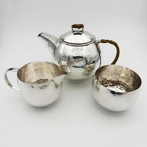 Antique Arts Crafts Tea Set Silver Plate On Copper C1900
