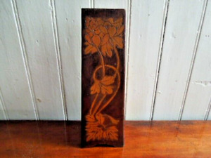 Antique Irish Wooden Pokerwork Vase Pyrography Arts Crafts