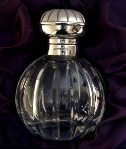 Mint Boxed English Sterling Silver Crystal Scent Bottle 2001 Heavy 330g