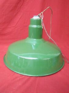 Vintage Green Porcelain Enamel Industrial Light Fixture 16 Gas Oil 3