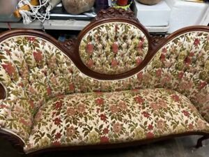 1800 S Victorian Sofa Uniquely Crested With Carved Flowers 