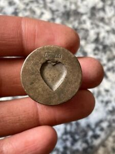 Old Vintage Rare Handmade Brass Bronze Heart Design Jewellery Mould Stamp Dye