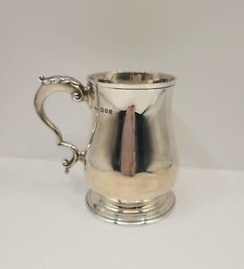 English Silver Mug Tankard F C Richards London 1937 Acanthus Handle