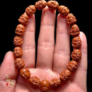 Chinese 18 Luohan Arhat Buddha Bracelet Olive Dentoliva Carved 19pcs Bead