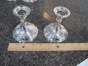 2 Vintage Sterling Silver Weighted Candleholders Towle