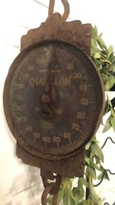 Antique Rustic Chatillon Hanging Cotton Scale 200 Lbs Capacity Ny Usa
