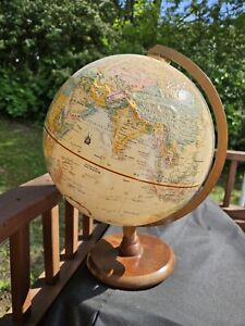 Vintage 12 Inch Raised Relief Rotating Globe Replogle World Classic Series Usa