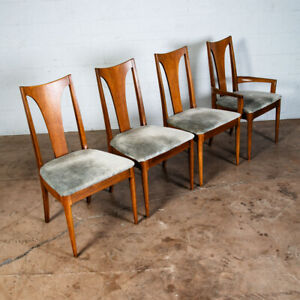 Mid Century Modern Dining Chairs Set 4 Broyhill Green Velvet Lenoir Brasilia Mcm