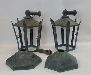 2 Arts Crafts Pair Early Porch Lamp Lights Mission Sconce Bungalow