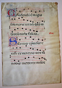 Authentic Medieval Catholic Latin Sheet Music On Vellum Double Sided 1485