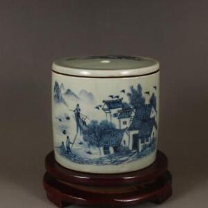 Republic Of China Jurentang Blue And White Porcelain Shanshui Cricket Pots 4 13 